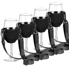 Conjunto de 4 Suportes Portáteis para Taças de Vinho com Alça de Pescoço para Presente de Aniversário
