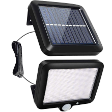 Luminária de parede solar com sensor de movimento para exteriores, 56 LEDs, luz noturna de segurança, painel solar separável.