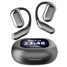 (Grey)YYK-Q16 Pro Full Color Touch Screen Bluetooth 5.4 Earphones Open Ear Wireless Headphones