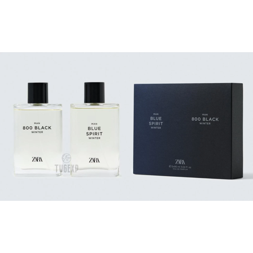 Zara Spirit Winter & Man 800 Fragrance 2 X 90Ml (3.04Oz) New Perfume Blue/Black
