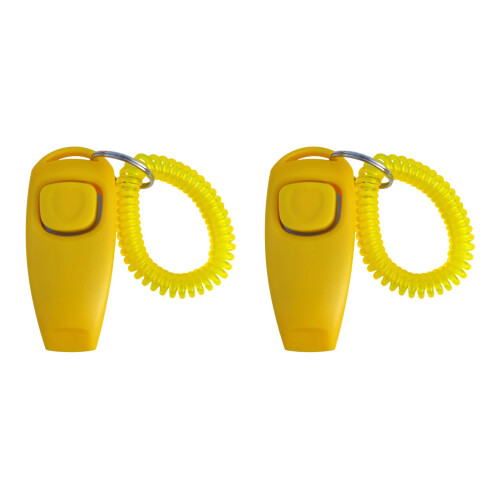 2pcs Multiuse Training Clickers Whistle For-lemon yellow