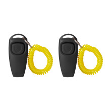 Pack Of 2 Multiuse Dog Training Clickers Whistle For Pet-Black