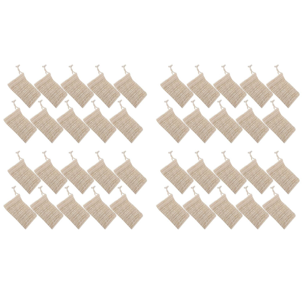 40 Pack Natural Sisal Soap Bag Exfoliating Soap Saver Pouch Holder