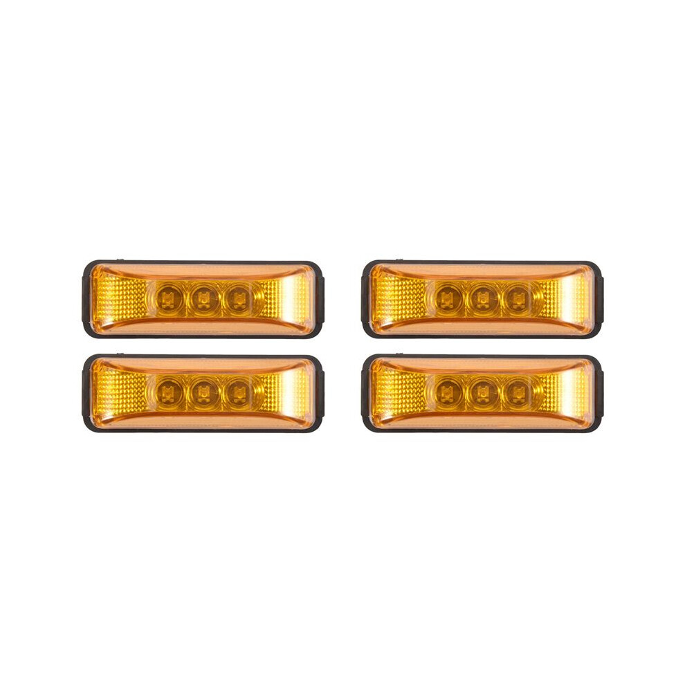 4Pcs 24V 3.9Inch 3 Led Truck Trailer Front Rear Led Side Marker Lights Clearance Indicator Lamp Waterproof Amber/Light 6031698431306