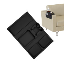 Sofa Armrest Tray Silicone Holder for Cups Large Capacity Storage Black
