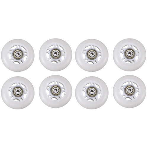 8 Pack Inline Skate Wheels Beginner's Roller Blades Replacement Wheel with Bearings 70mm White