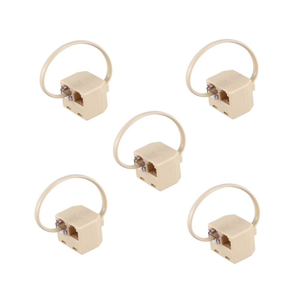 5X Rj11 6P4c 2 Way Outlet Telephone Jack Line Splitter Adapter Beige 6133752300266