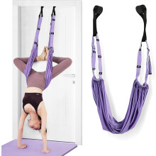 (purple) Yoga Strap, Backbend Training Stretching Rope with Door Anchor, Flexibility Trainer Stretching Equipment Assist Stretch Strap