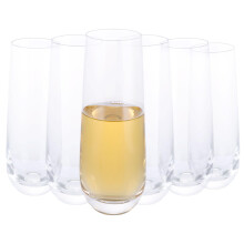 Crystal Glass Stemless Champagne Flutes, Clear Wine Glasses Dishwasher Safe