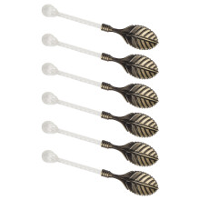 Set of 6 Dessert Spoons Acrylic Crystal Handle for-green bronze