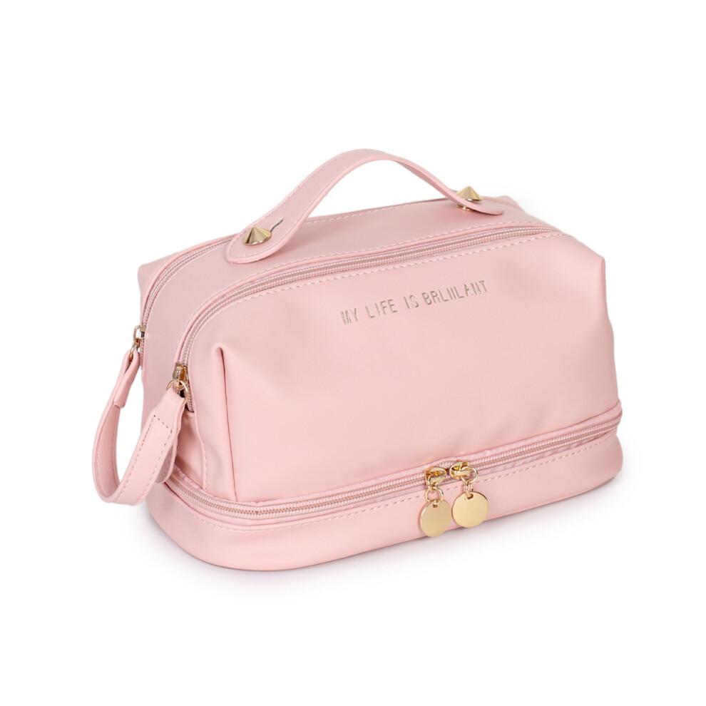 Pink Chic Makeup Organizer, Multi-Functional Cosmetic Bag With Sturdy Zipper For Women And Girls (Pink)