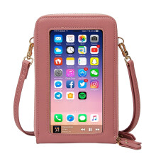 Touchscreen-Handytasche für Damen, multifunktionale Umhängetasche aus wasserdichtem Leder, leichtes und stilvolles Design mit dreifacher