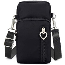 Funktionel crossbody-pung til telefonen, håndfri sportstaske med hul til høretelefoner, let og holdbar nylontaske med flere bæremåder og