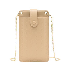 Bolsa transversal compacta para celular com fecho frontal de botão de pressão, alça de ombro de corrente removível, design leve e espaçoso para