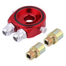 Sandwichplattenadapter, Motortemperaturreduzierung sorgt für optimale Leistung Ihres Fahrzeugs, universell passender Aluminium-Ölfilterkühler mit