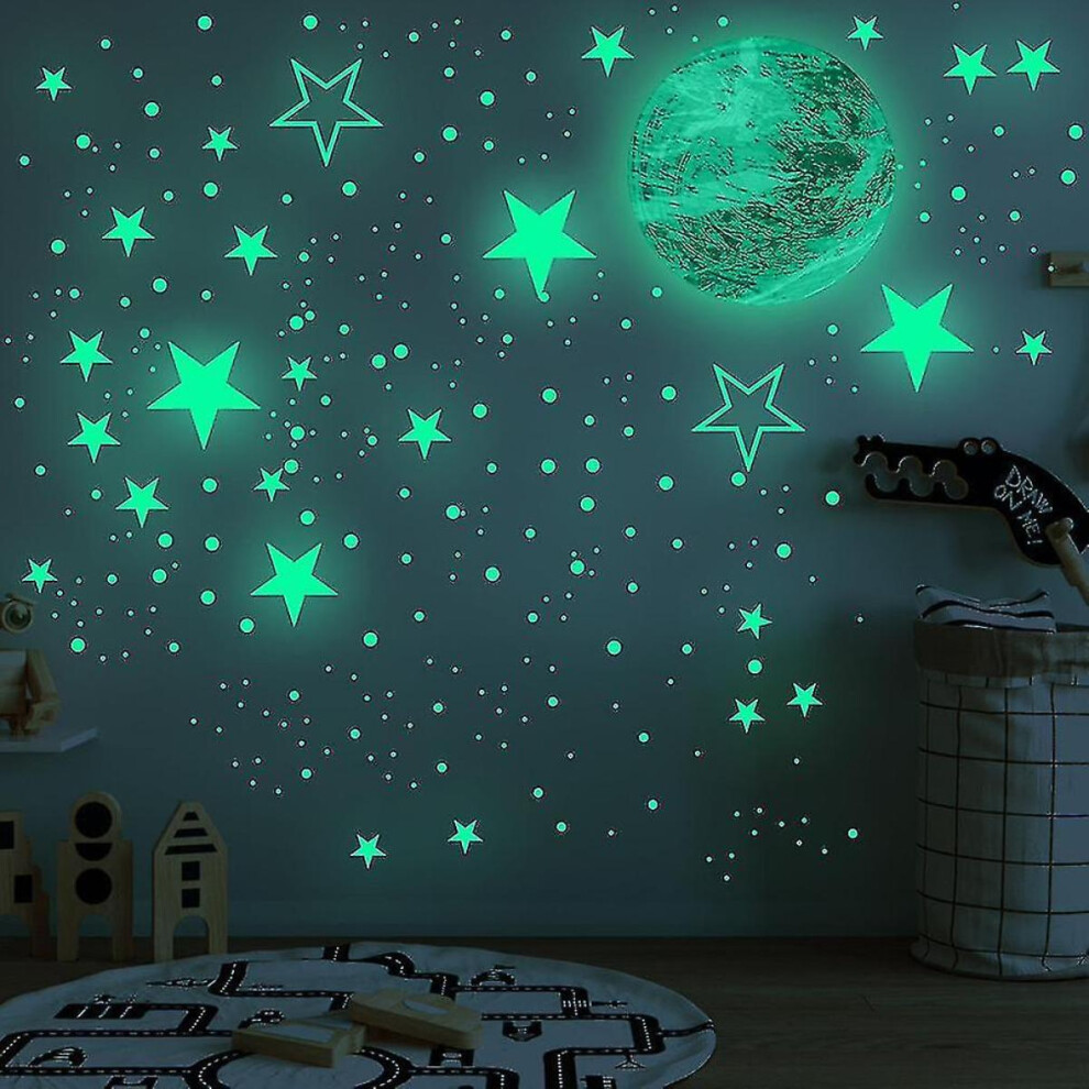 Glowing Stars and Moon, Transform Your Child's Room into a Realistic Galaxy, Ideal for Sweet Dreams and Peaceful Sleep