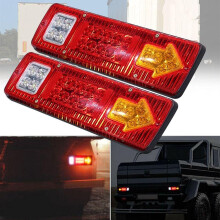Set di fanali posteriori per camion e rimorchi, luci posteriori a LED con lenti trasparenti, ambra, rosse e multicolore per furgoni e motoslitte (2