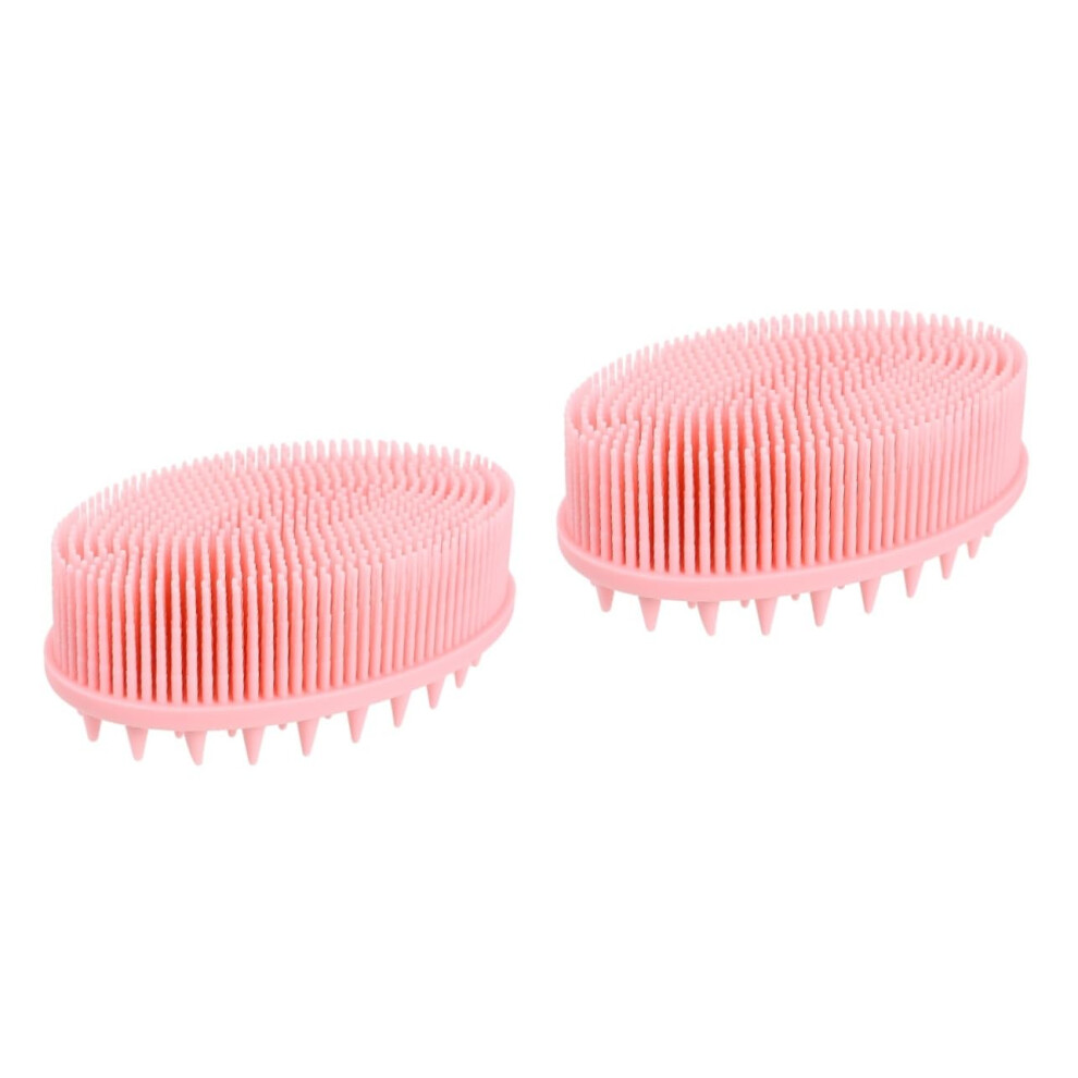 2pcs Dualuse Bath Shower Brush Massage Scrubber Silicone Bristles for Body Face