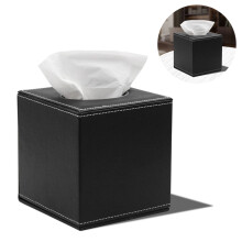 Vierkante tissueboxhoes van PU-leer, verbeterde servettenhouder van 13,5 x 13,5 x 14 cm met magnetische sluiting, handgemaakt meesterwerk voor thuis