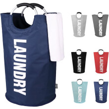 Large Laundry Basket, Heavy-duty Stitching, Collapsible, Freestanding Design, Easy Carry With Aluminum Handles