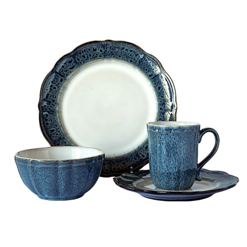16Piece Porcelain Dinnerware Set, Plates  Bowls, Service for 4