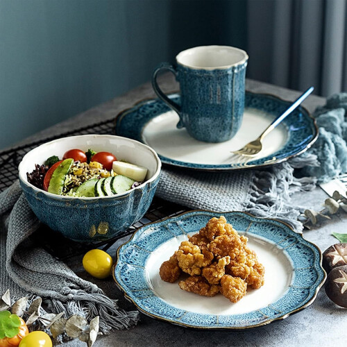 16Piece Porcelain Dinnerware Set, Plates  Bowls, Service for 4 1
