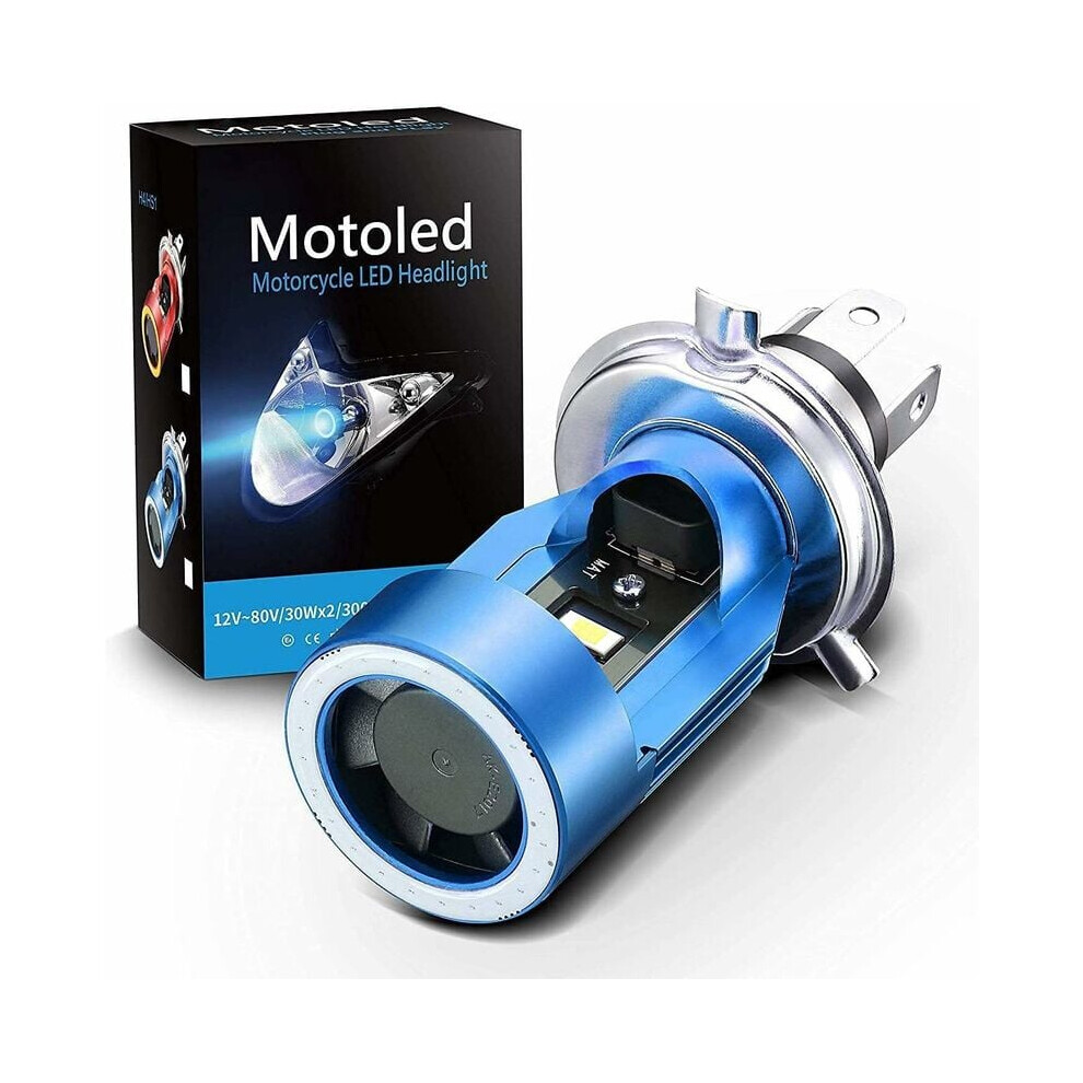 Durable Motorcycle Led Headlight, 40,000 Hours Lifespan 12V H4 Bulb With Built-In Cooling System For Long-Lasting Performance (1Pcs) Durable Quality 9190834923819