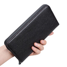 Handytasche für Herren, zweifach faltbare Geldbörse mit Reißverschluss, RFID-Schutz, Lederfutter, hochwertige Lederhandtasche mit Reißverschluss