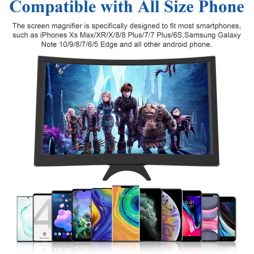 Foldable Design Smartphone Screen Amplifier, Universal Compatibility Eye Protection 3D Acrylic Lens Adjustable Angle Anti Blue Light 2