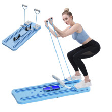 Abdominal muscle board for home gym, Foldable Pilates reformer machine, Training board with ab roller and knee pads