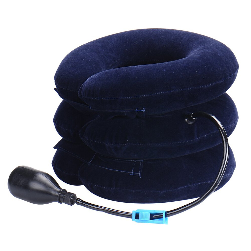 Blue Cervical Traction Cervical Neck Tractor Inflatable And Adjustable Collar, Ideal For Spine Alignment And Chronic Relief From Neck Pain