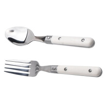 2Pcs Stainless Steel Tableware with Ivory Handles Rust Spoon and Fork for Easy to Clean Utensils Cutlery for Boys