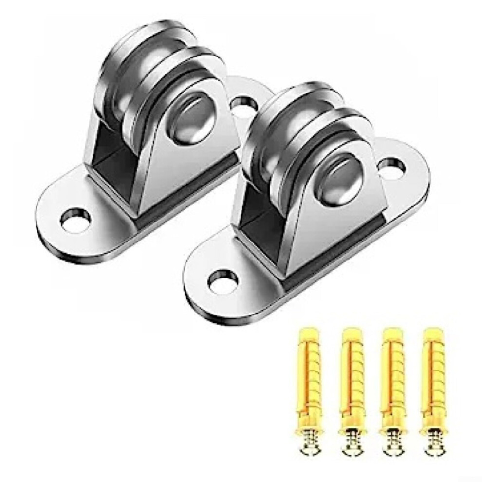 Stainless Steel Dual Pulley Roller Heavy Duty Fixed Pulley 176 Lbs (2Pcs) 9189345773839