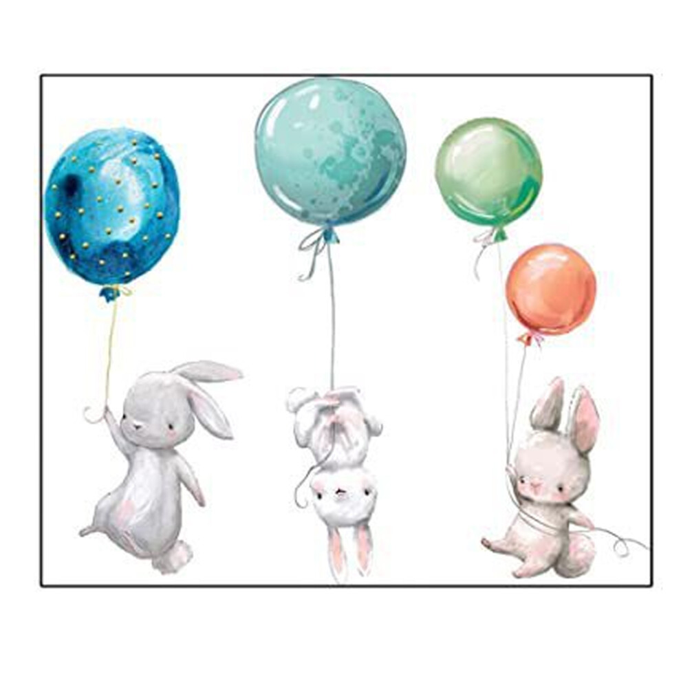Creative Watercolor Smile Rabbit Wall Decor Sticker, Eco-Friendly Peel And Stick Baby Room Decals For Children'S Room, Living Room, Study, Nursery, Of