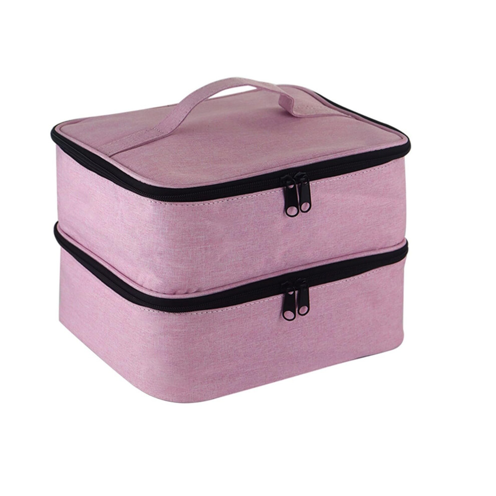 Pink Nail Polish Carrying Case With Manicure Tools Storage