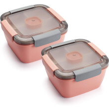 Återanvändbar salladsskål, läckagesäker salladslunchbehållare med 3 huvudfack och 4 avtagbara fack, 51 oz stor kapacitet för kök, kontor och