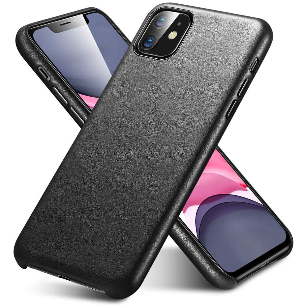 Genuine Italian Leather Case For Iphone 11, Slimline Back Cover With Soft Microfiber Lining And Raised Edges Protection, Ultra Thin And Wireless Charg 9486358114803