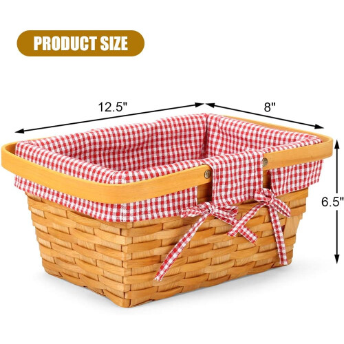 Κομψό διακοσμητικό καλάθι πικνίκ, καλάθι δώρων από ψάθινα καλάθια πικνίκ με 1
