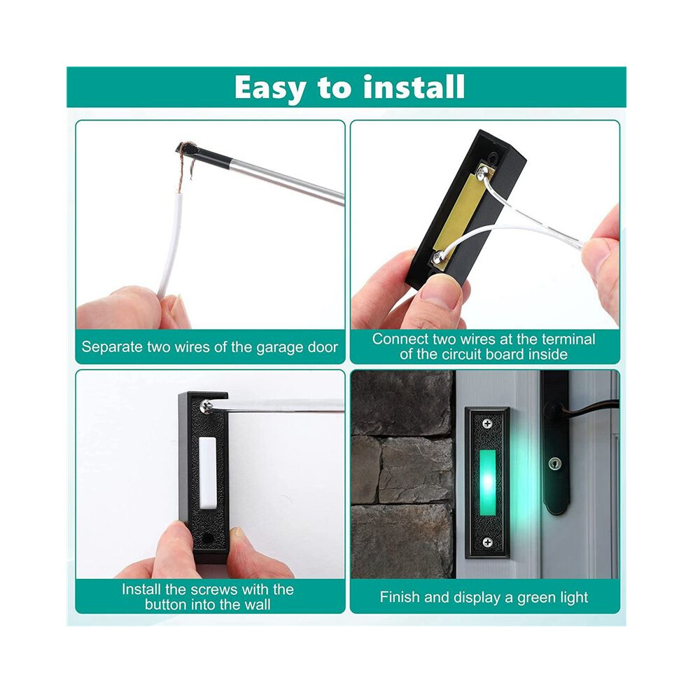 2Pcs Wired Doorbell Button With Led Light, Replacement Of Doorbell Ring Button, Wall Mounted Door Opener Switch 4714147549785
