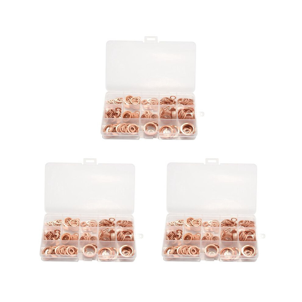 840Pcs Professional Assorted Copper Washer Gasket Set Flat Ring Seal Assortment Kit M5-M20 With Box For Hardware 4711401603009