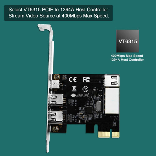 High-Speed PCI-Express FireWire Controller Card, Supports Dv Camcorders And Hot Swapping, Desktop Pc Compatibility With Fast Data Transfer, Three Exte 2