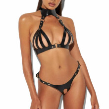 Sexy Costumes BDSM Kit Bondage Sets Sexy Women's Body Harness Leather Bra Punk Breast Bra Punk Leather Briefs Women's Punk Gothic Erotic Clothing Set