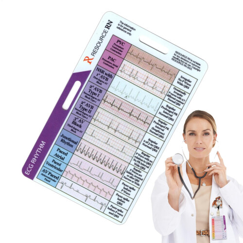 ECG Rhythm Pocket Card, Double Sided ECG Caliper for Nurses, Students