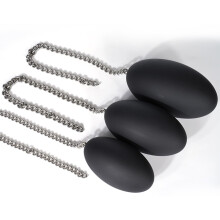 Anal Plug with Stainless Steel Chain Anal Ball Anal Beads Huge Oval Anal Plug Anal Ball in Three Sizes Anal Dilator Sex Toy for Men Women(L)