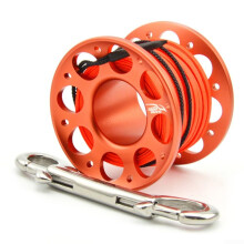 Aviation Aluminum Scuba Diving Reel Offering Reliable Performance in Challenging Underwater Conditions (15m Orange red)
