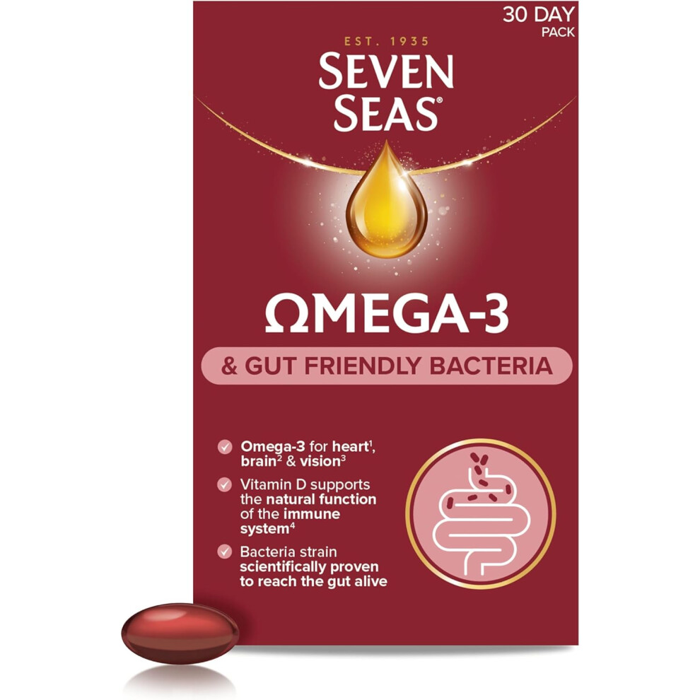 Seven Seas Omega 3 & Gut Friendly Bacteria With Vitamin D & Bacillus Subtilis 30 Capsules