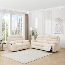 (2+3 seater, Beige) BOSTON 2+3 SEATER MANUAL FABRIC RECLINER SOFA SET