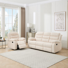(1+3 seater, Beige) BOSTON 1+3 SEATER MANUAL FABRIC RECLINER SOFA SET