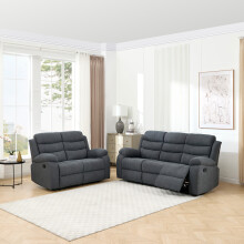 (2+3 seater, Grey) BOSTON 2+3 SEATER MANUAL FABRIC RECLINER SOFA SET