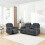 MORE4HOMES (1+2 seater, Grey) BOSTON 1+2 w CONSOLE MANUAL FABRIC RECLINER w DRINKS CONSOLE SOFA SET 1